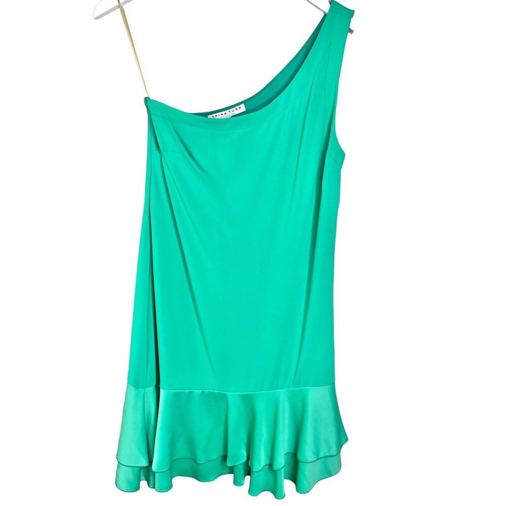 Trina Turk Women's Size 6 Lunaria One Shoulder Asymmetrical Dress Cabana Teal - Picture 7 of 14